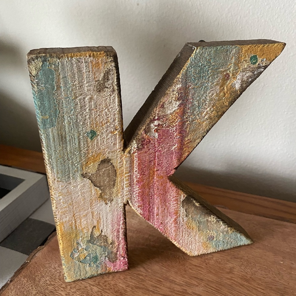 Wooden letter K home accent